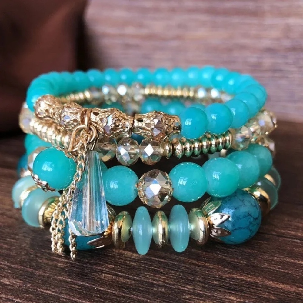 *ANASTACIA* Gold x Blue Fashion Beaded Bracelet